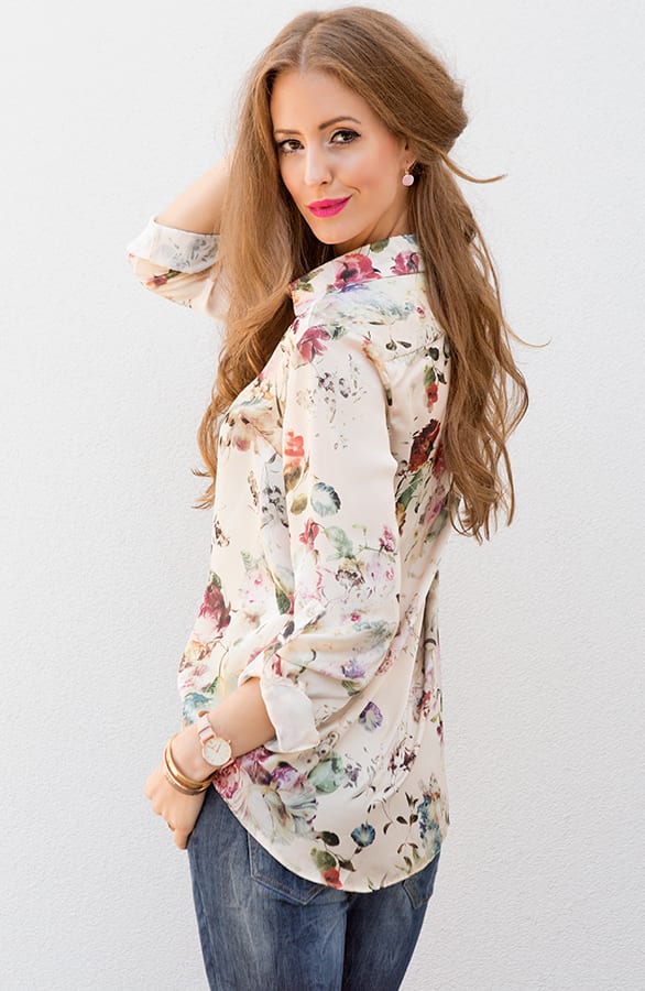 Flowerly Silk Blouse – shoparchief, foto 3