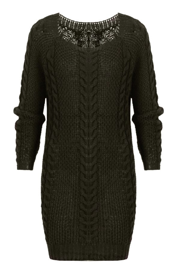 Cable Knit Sweater Army – shoparchief, foto 1