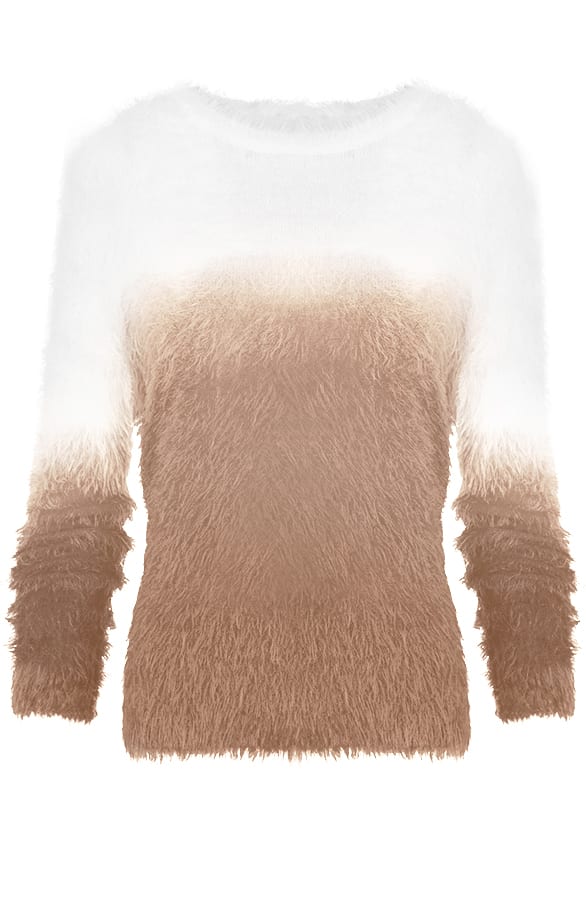 Fluffy Sweater Dipdye Brown – shoparchief, foto 1