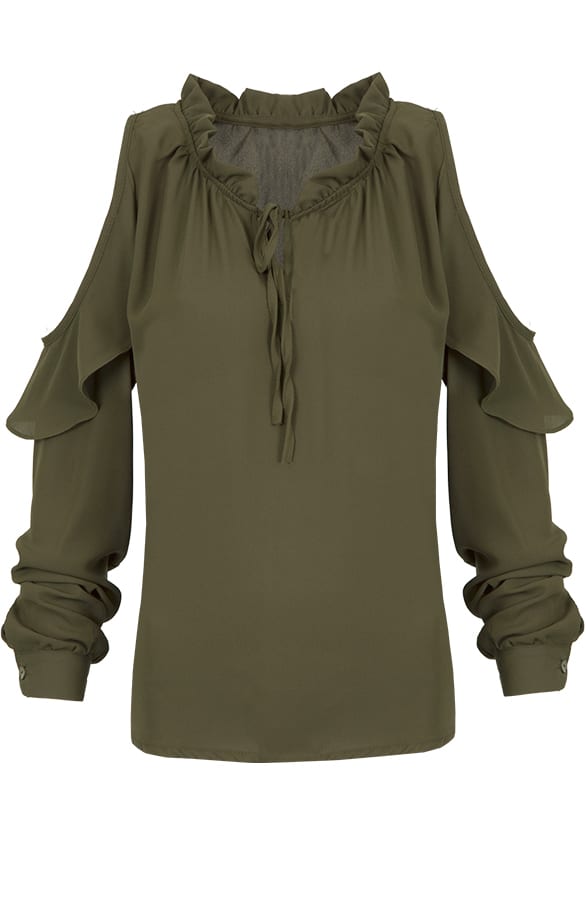 Ruffle Blouse Army Open – shoparchief, foto 1