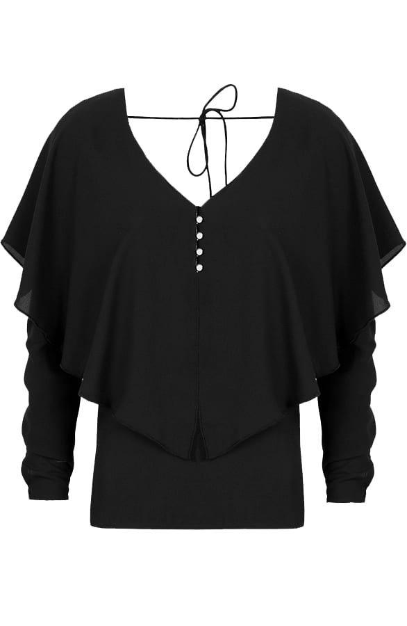 Ruffle Me Up Blouse Black – shoparchief, foto 1