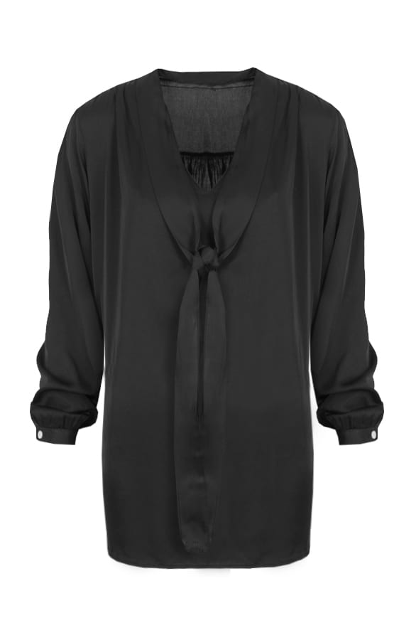 Silk Bow Blouse Black – shoparchief, foto 1