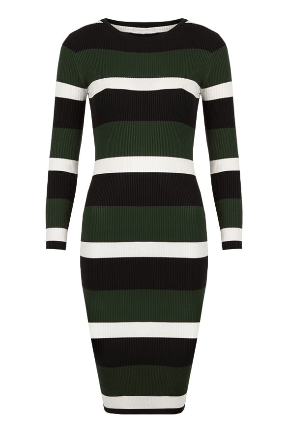 Striped Pencil Dress Green – shoparchief, foto 1