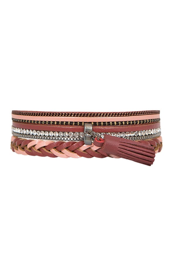 Wrap Bracelet Tassel Bordeaux, Shoparchiv, Foto 1
