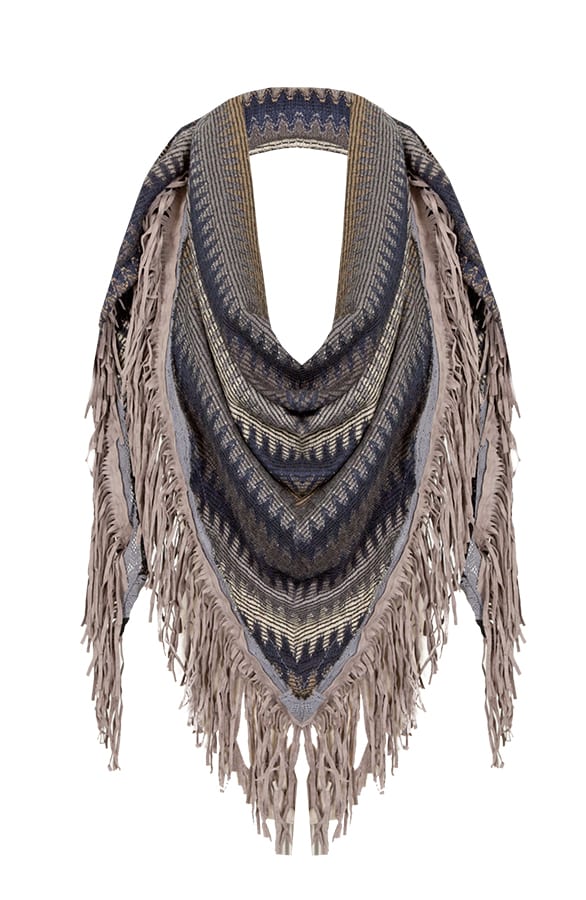 Zigzag Fringe Sjaal Blue – shoparchief, foto 1