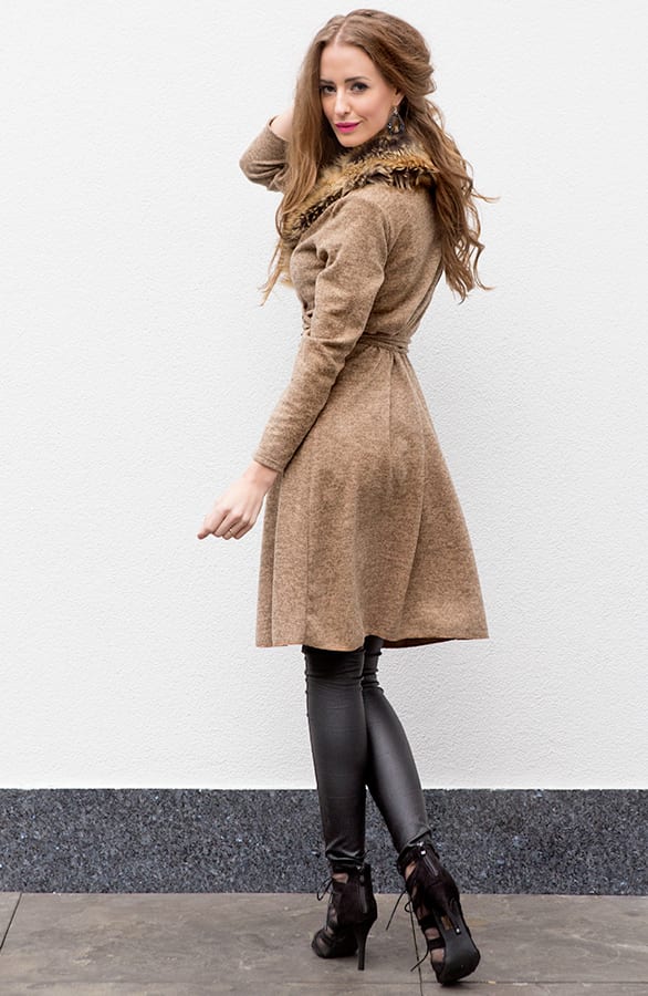 Fake Fur Cardigan Camel – shoparchief, foto 2