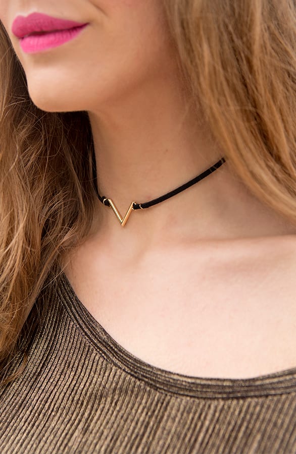 Choker Ketting V Goud – shoparchief, foto 2