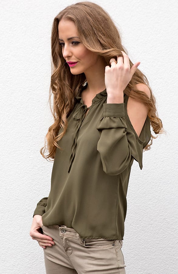 Ruffle Blouse Army Open – shoparchief, foto 5