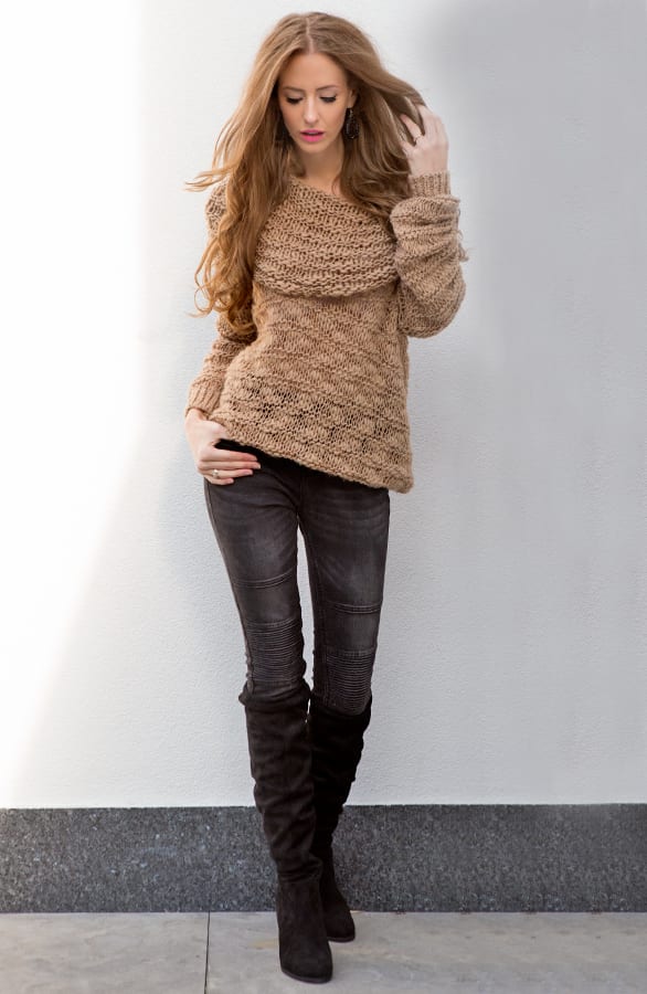 Coll Sweater Off Shoulder Camel – shoparchief, foto 2