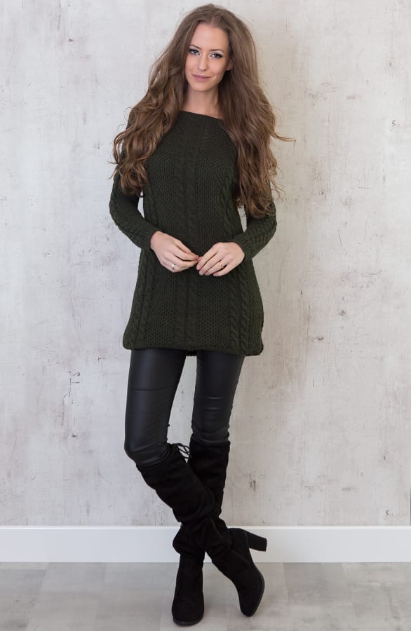 Cable Knit Sweater Army – shoparchief, foto 5
