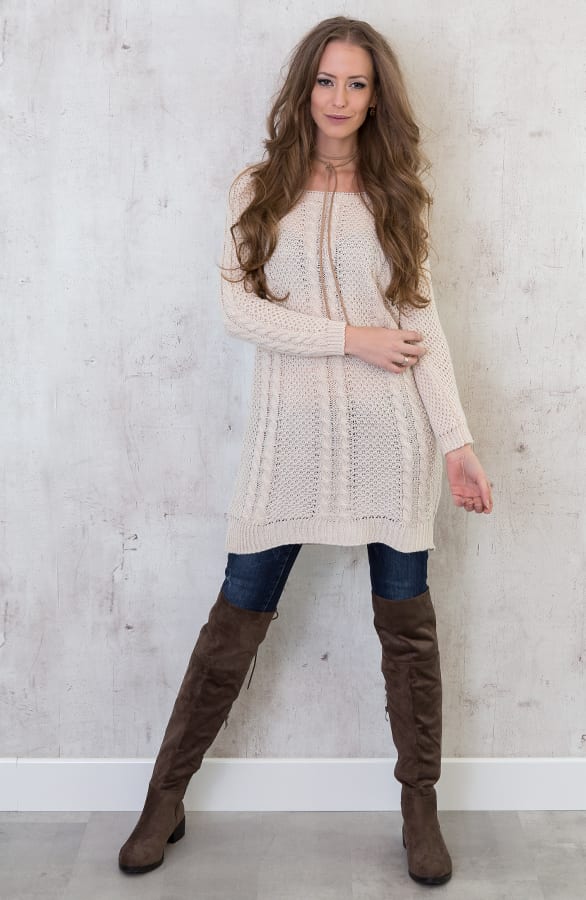 Cable Knit Sweater Beige – shoparchief, foto 5