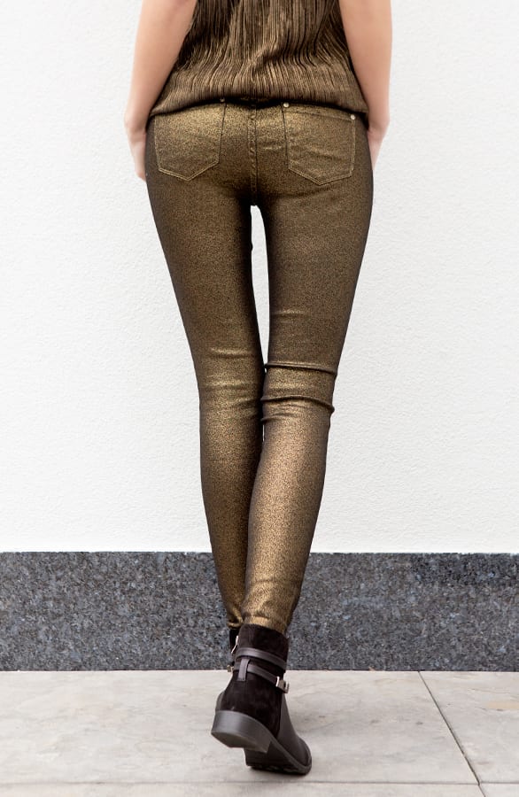 Metallic Coating Jeans Gold – shoparchief, foto 5