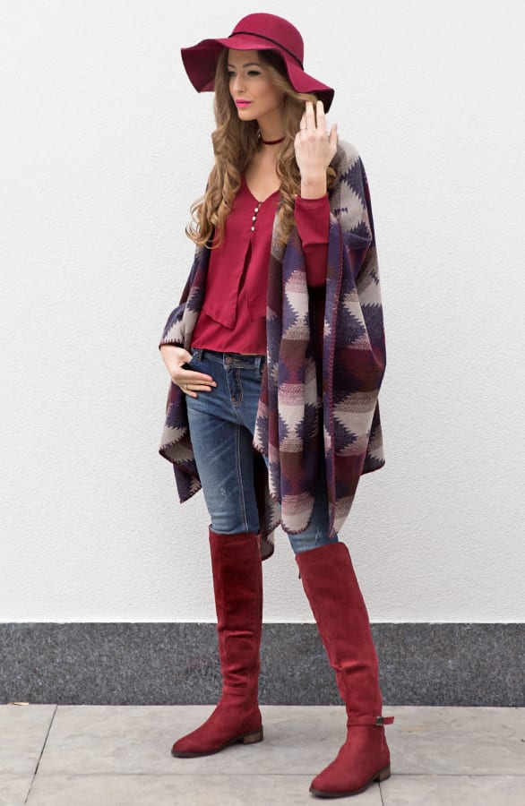 Overknee Buckle Boots Bordeaux – shoparchief, foto 3