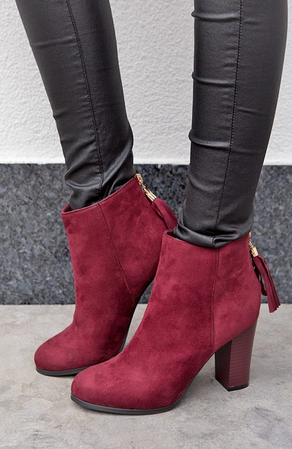 Suede Heels Bordeaux – shoparchief, foto 3