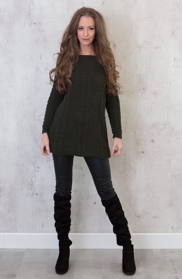 Cable Knit Sweater Army – shoparchief, foto 2