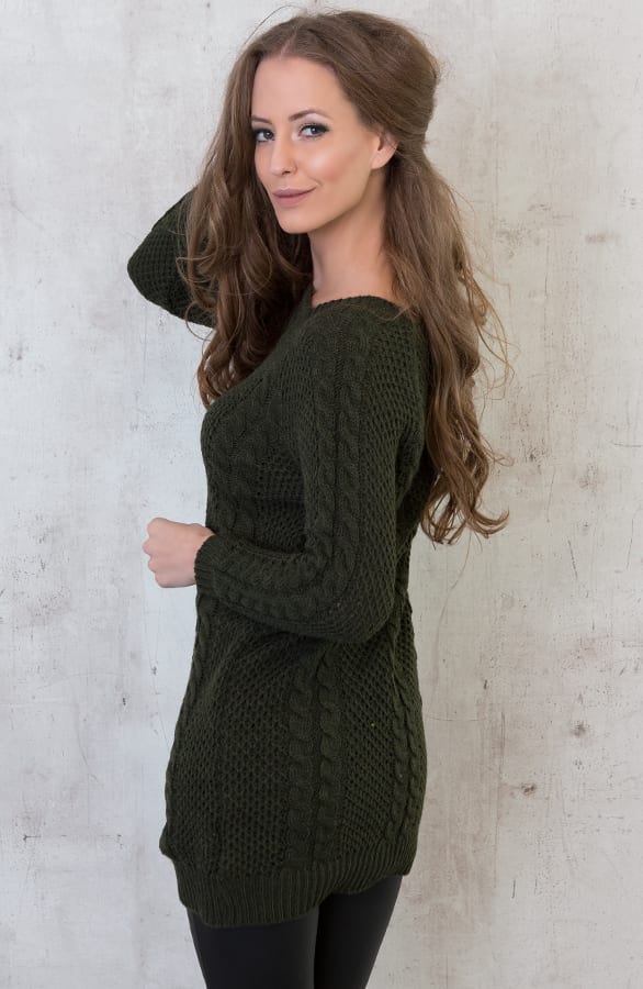 Cable Knit Sweater Army – shoparchief, foto 4