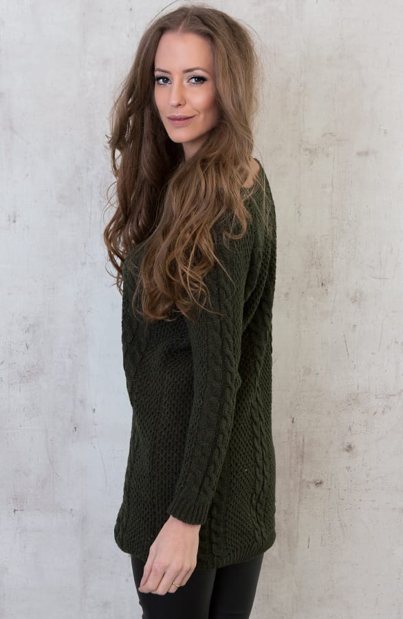 Cable Knit Sweater Army – shoparchief, foto 7