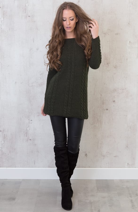 Cable Knit Sweater Army – shoparchief, foto 6