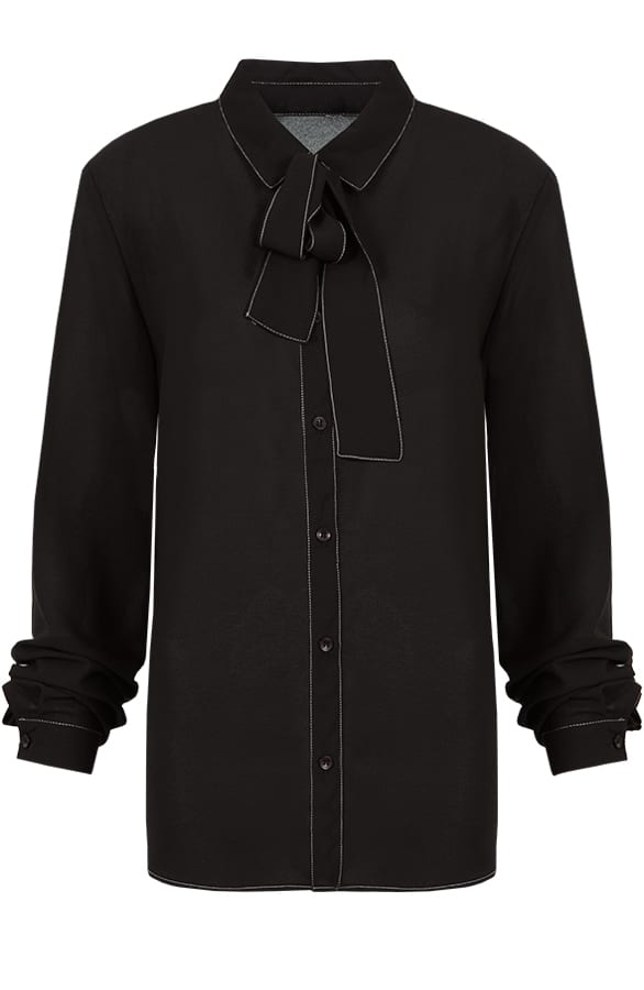 Bow Tie Blouse 2.0 Black – shoparchief, foto 1