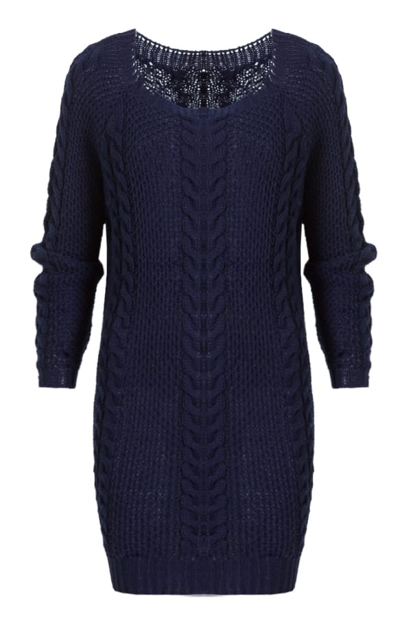 Cable Knit Sweater Navy – shoparchief, foto 1
