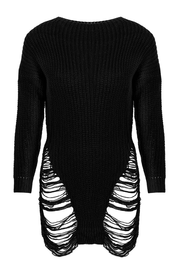 Damaged Sweater Black – shoparchief, foto 1