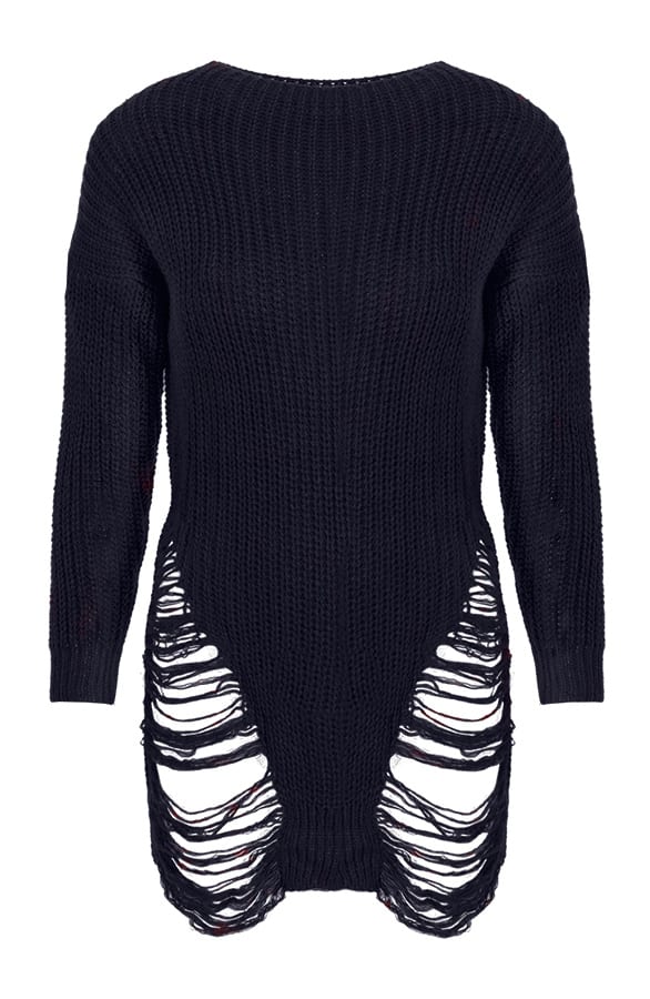 Damaged Sweater Navy – shoparchief, foto 1