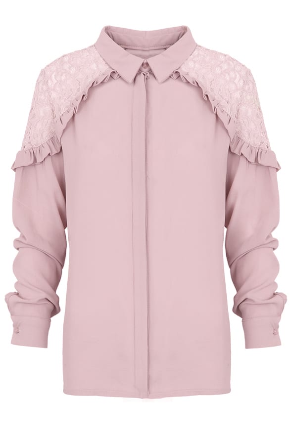 Lace Ruffle Blouse Blush – shoparchief, foto 1
