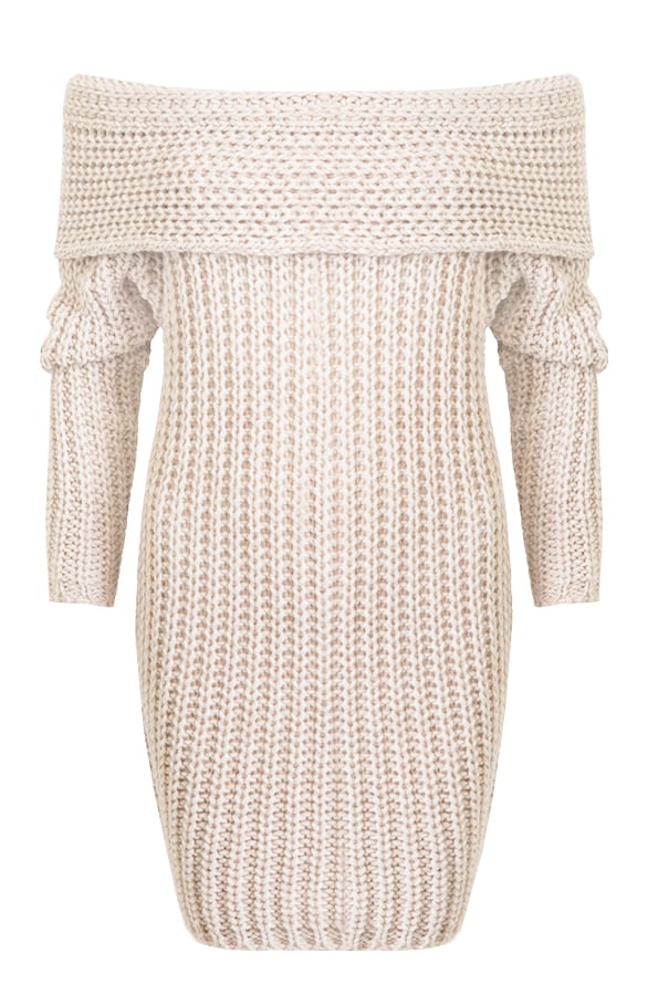 Long Off Shoulder Sweater Beige – shoparchief, foto 1