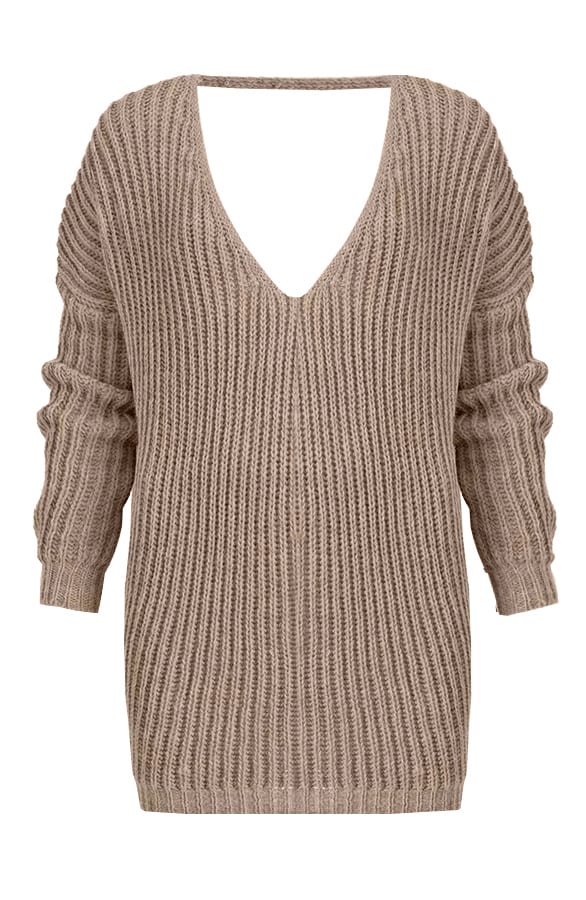 Low Back Sweater Taupe – shoparchief, foto 1