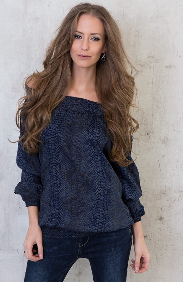 Strapless Snake Blouse Blue – shoparchief, foto 2