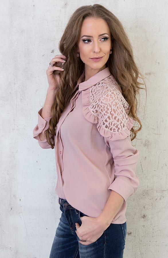 Lace Ruffle Blouse Blush – shoparchief, foto 2