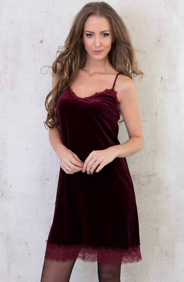 Velvet Slipdress Bordeaux – shoparchief, foto 3