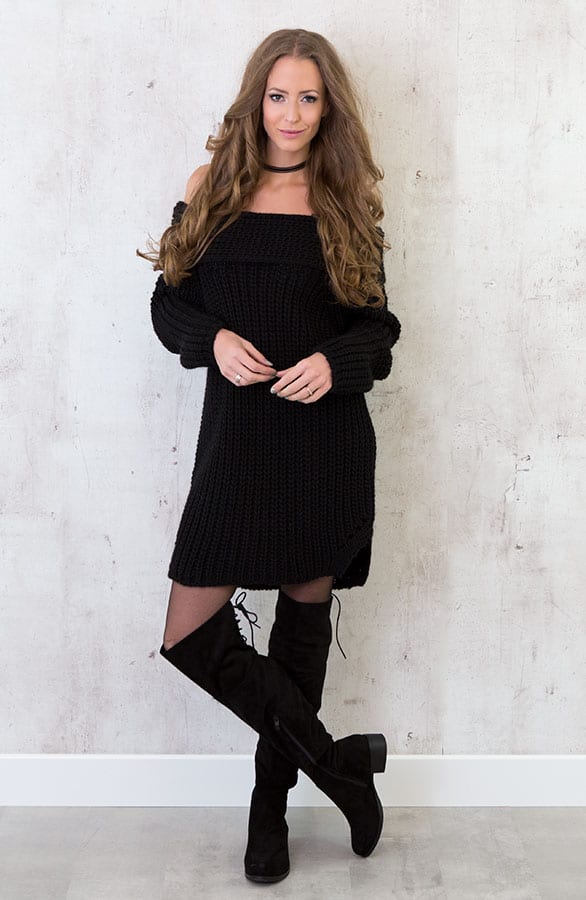 Long Off Shoulder Sweater Black – shoparchief, foto 6