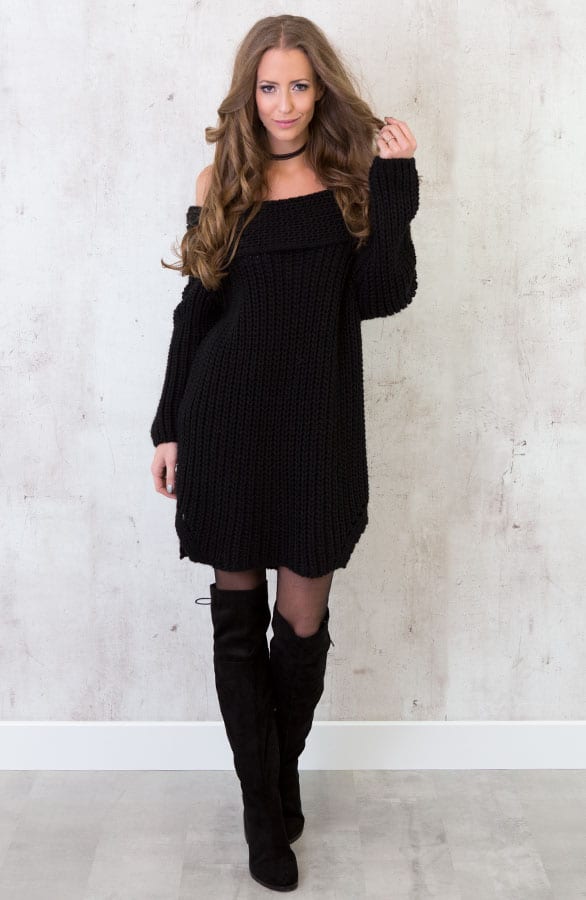 Long Off Shoulder Sweater Black – shoparchief, foto 2