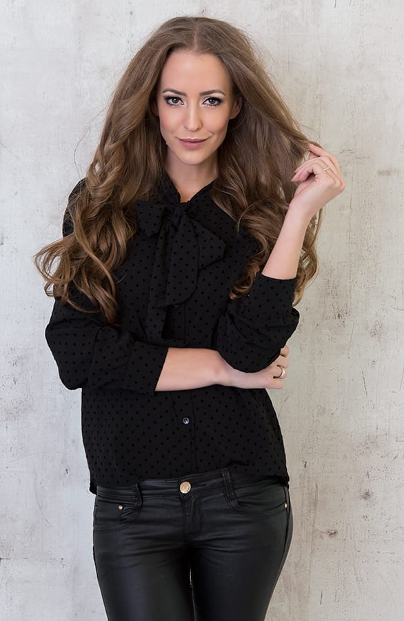 Polkadot Bow Blouse Black – shoparchief, foto 6