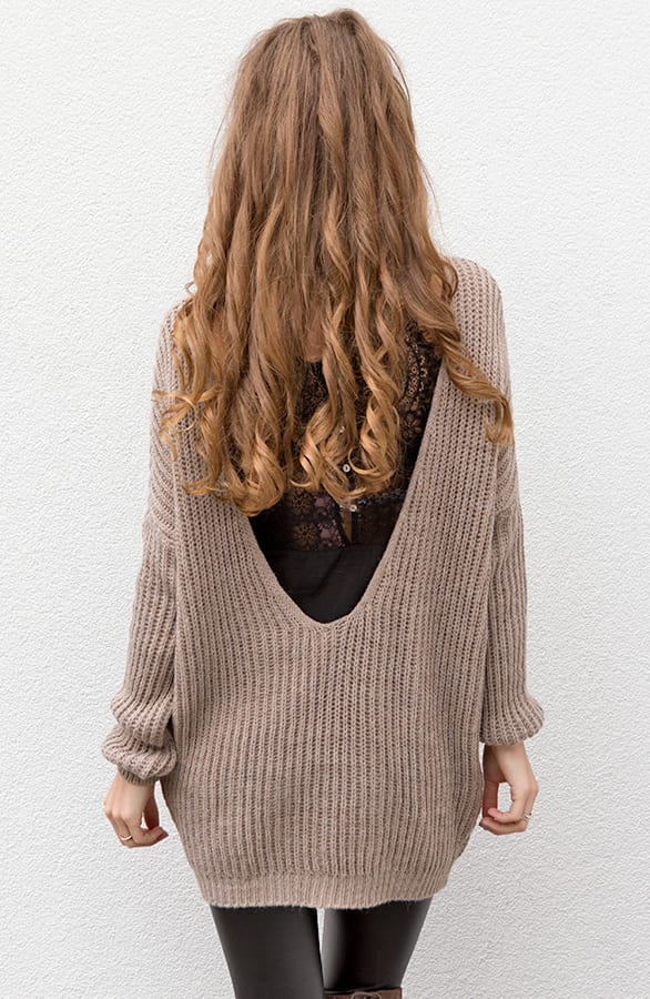 Low Back Sweater Taupe – shoparchief, foto 7