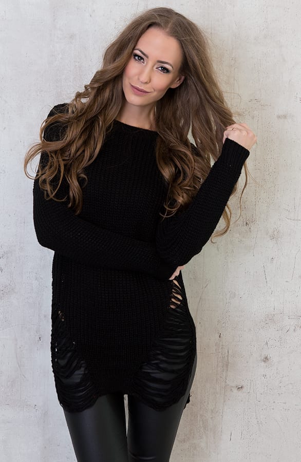 Damaged Sweater Black – shoparchief, foto 3