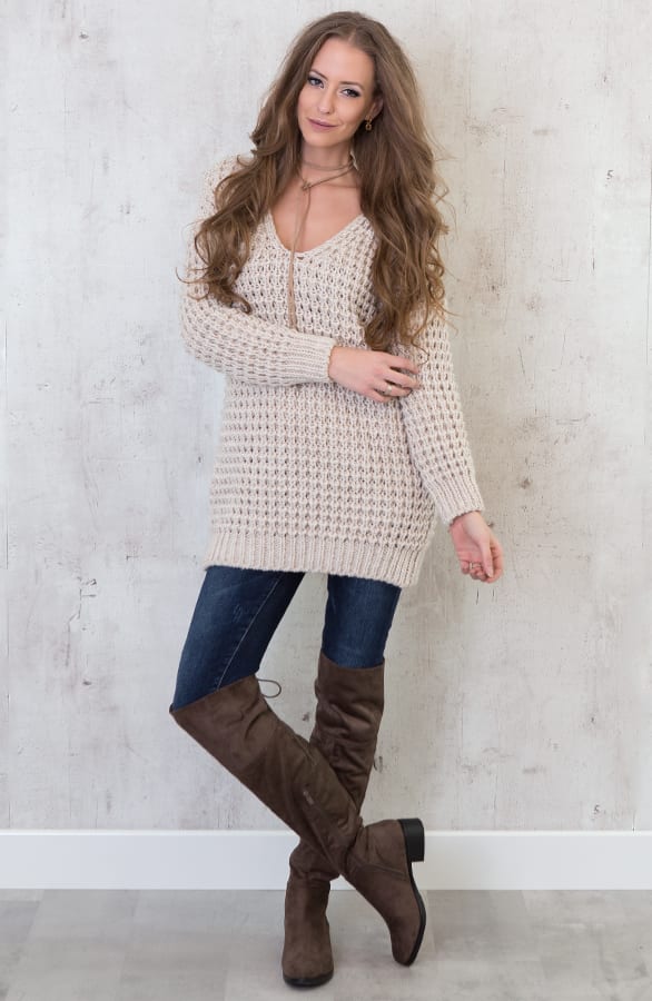 Knitted Sweater Beige – shoparchief, foto 3