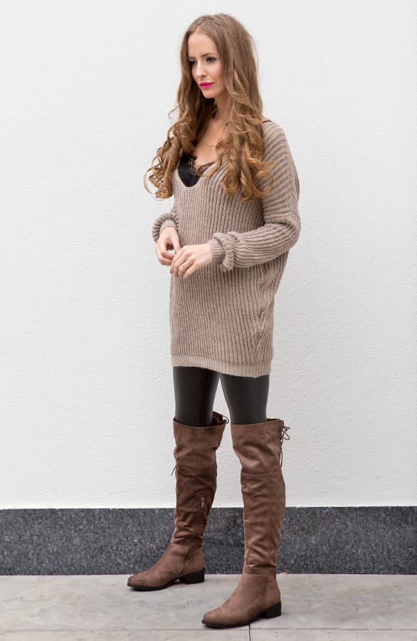 Low Back Sweater Taupe – shoparchief, foto 5