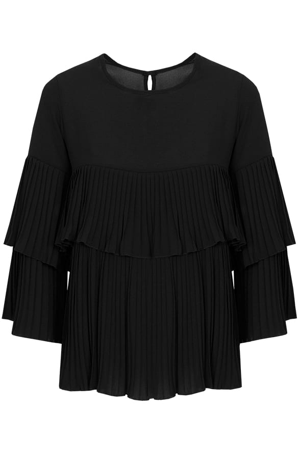 Plisse Blouse Black – shoparchief, foto 1