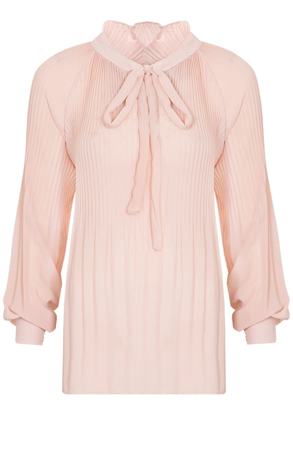 Plisse Bow Blouse Pink – shoparchief, foto 1