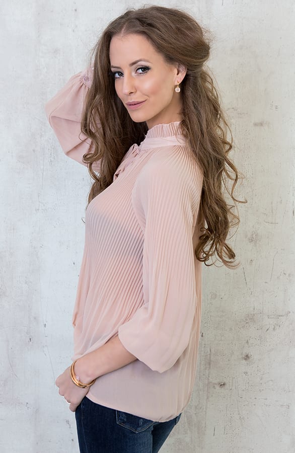 Plisse Bow Blouse Pink – shoparchief, foto 2