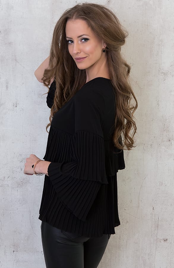 Plisse Blouse Black – shoparchief, foto 3