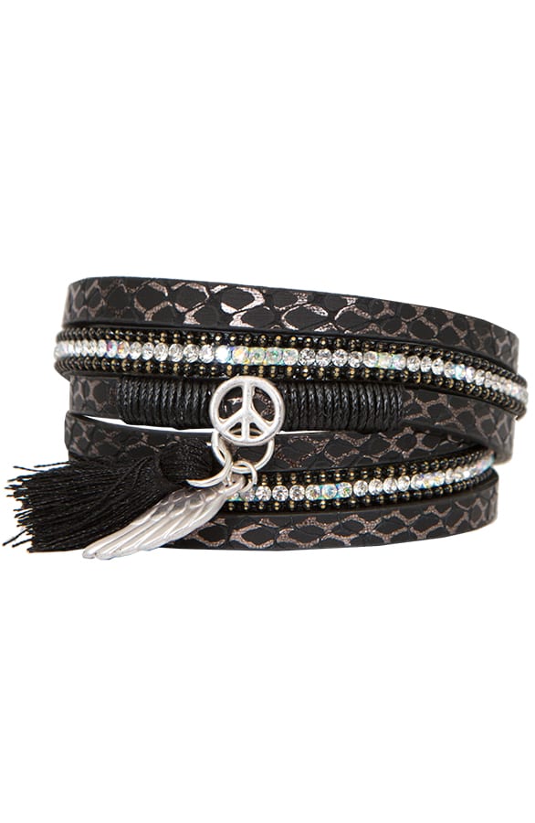 Double Wrap Bracelet Black Deluxe – shoparchief, foto 1