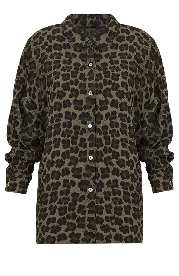 Leopard Oversized Blouse Army – shoparchief, foto 1