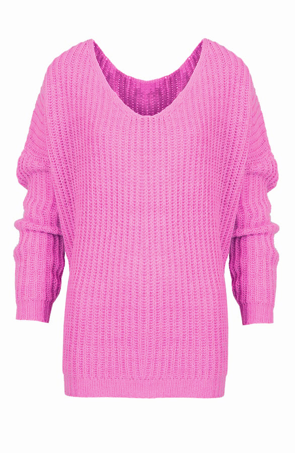 Oversized V Sweater Fuchsia – shoparchief, foto 1