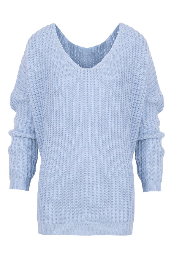 Oversized V Sweater Jeans Blue – shoparchief, foto 1