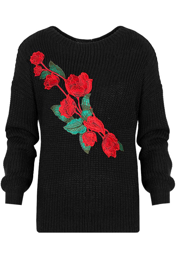 Roses Sweater Black – shoparchief, foto 1