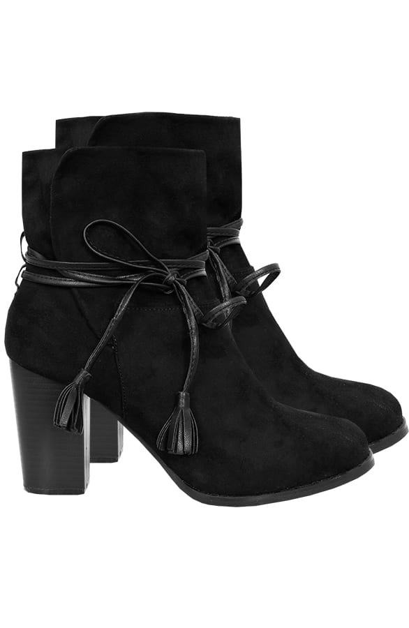 Suede Wrap Me Booties Black – shoparchief, foto 1