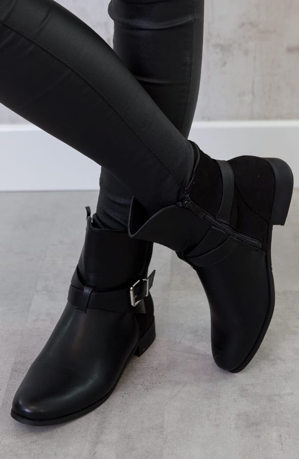 Suede Buckle Boots 3.0 Black – shoparchief, foto 3